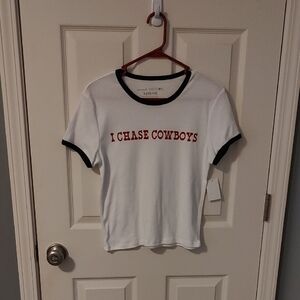 Social Edition White Graphic Tee with Black Trim